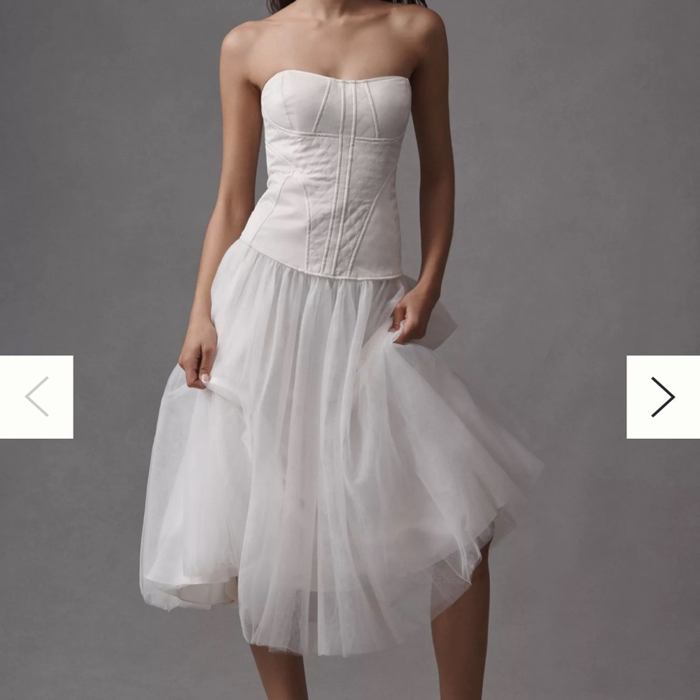 NWT BHLDN Strapless A-Line Satin Tulle-Skirt Midi Dress